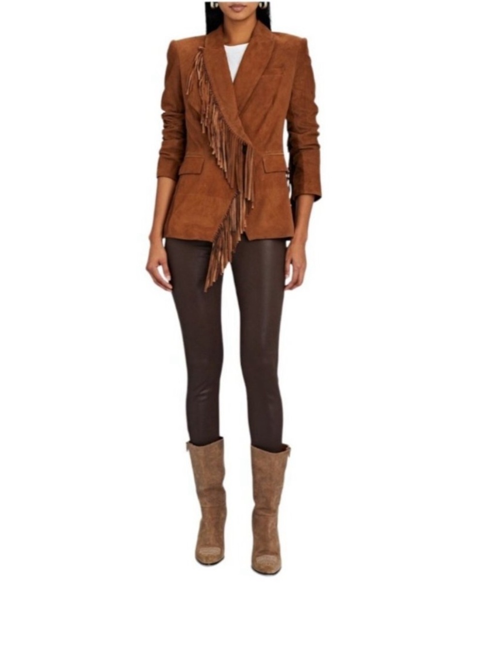 L'Agence Brown Margot Skinny High Rise Faux Leather Cocoa Coated Jeans Size 28